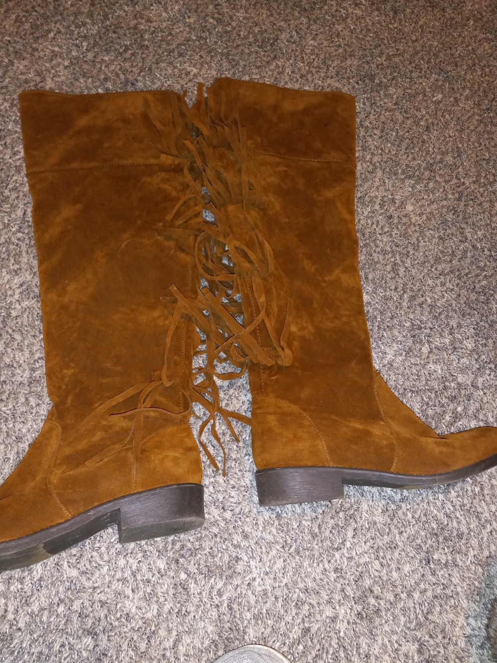 Rue21 Chestnut Brown Suede Over-the-Knee Fringe Boots